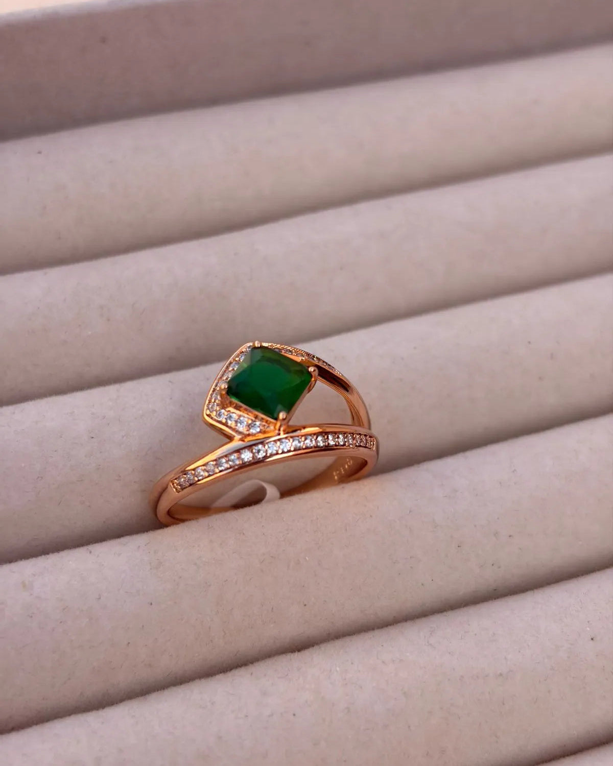 Closed Ring with Green Stone