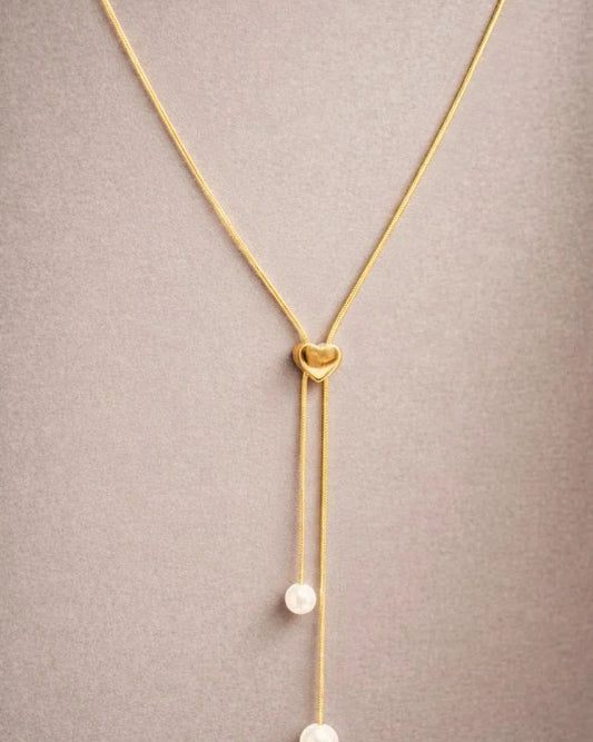 Minimal Y Necklace With Pearl Hangings