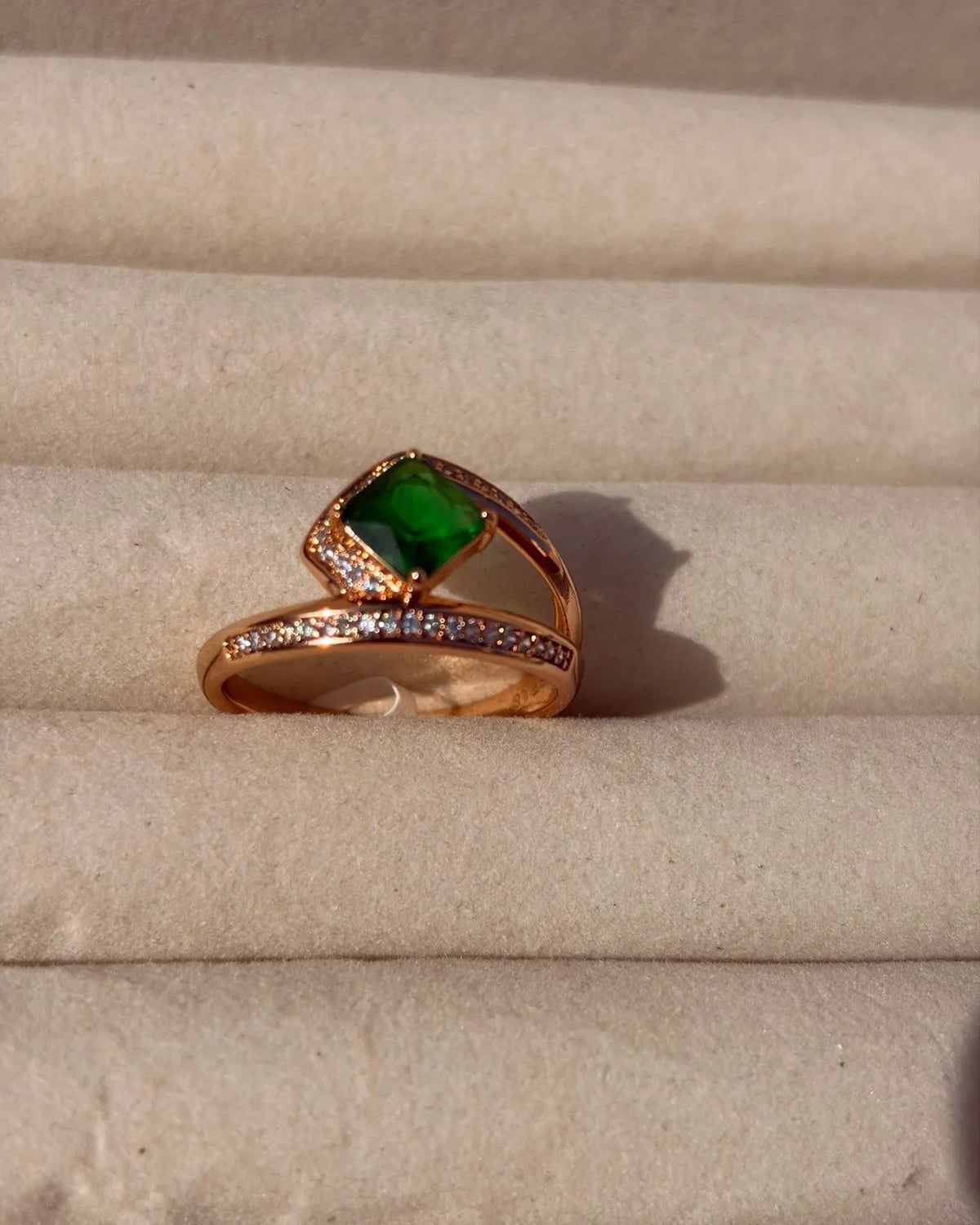 Closed Ring with Green Stone