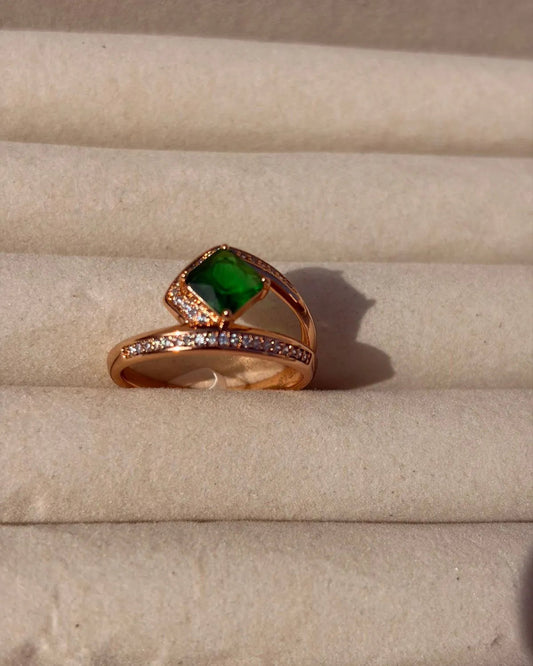 Closed Ring with Green Stone