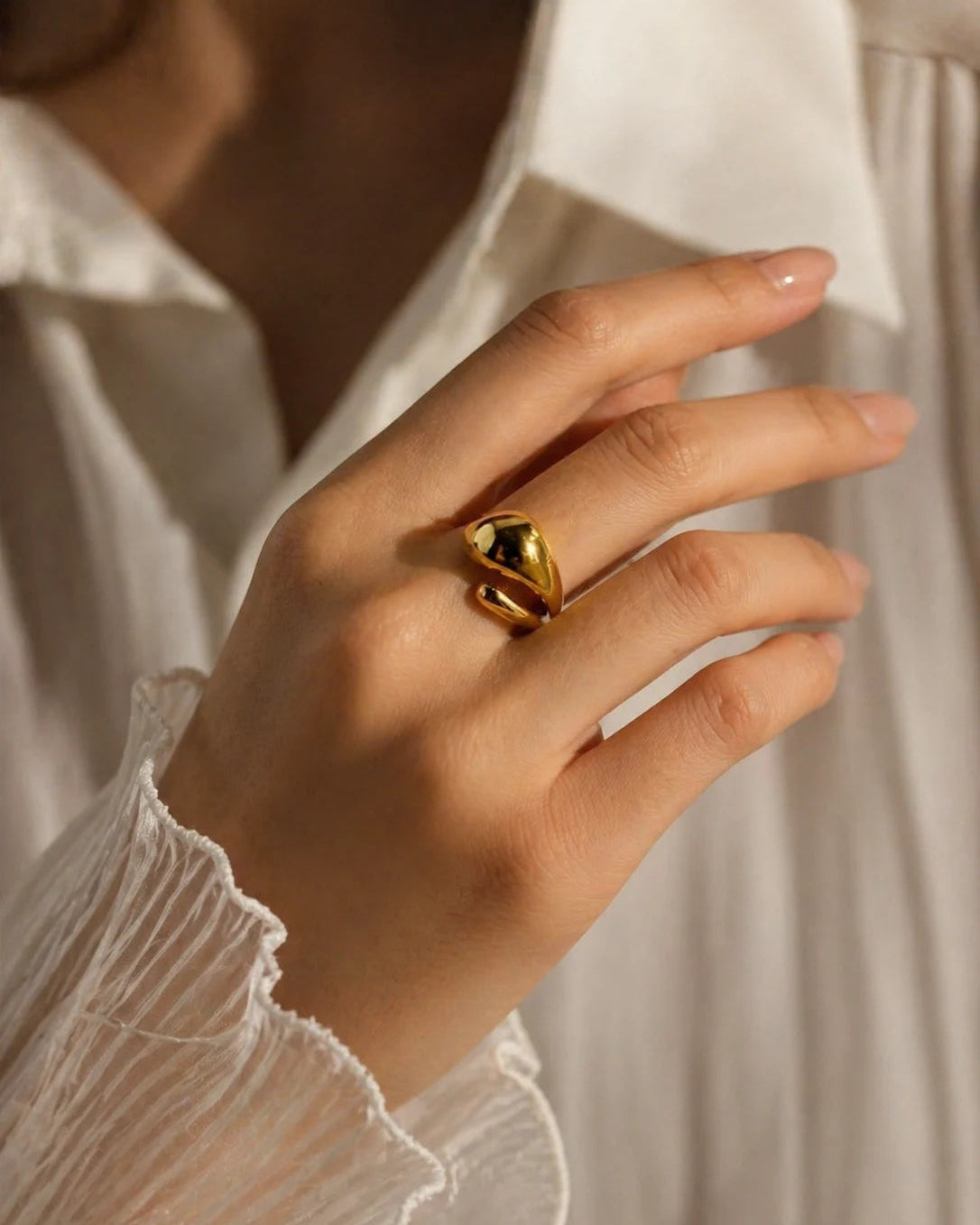 Golden Curve Adjustable Ring