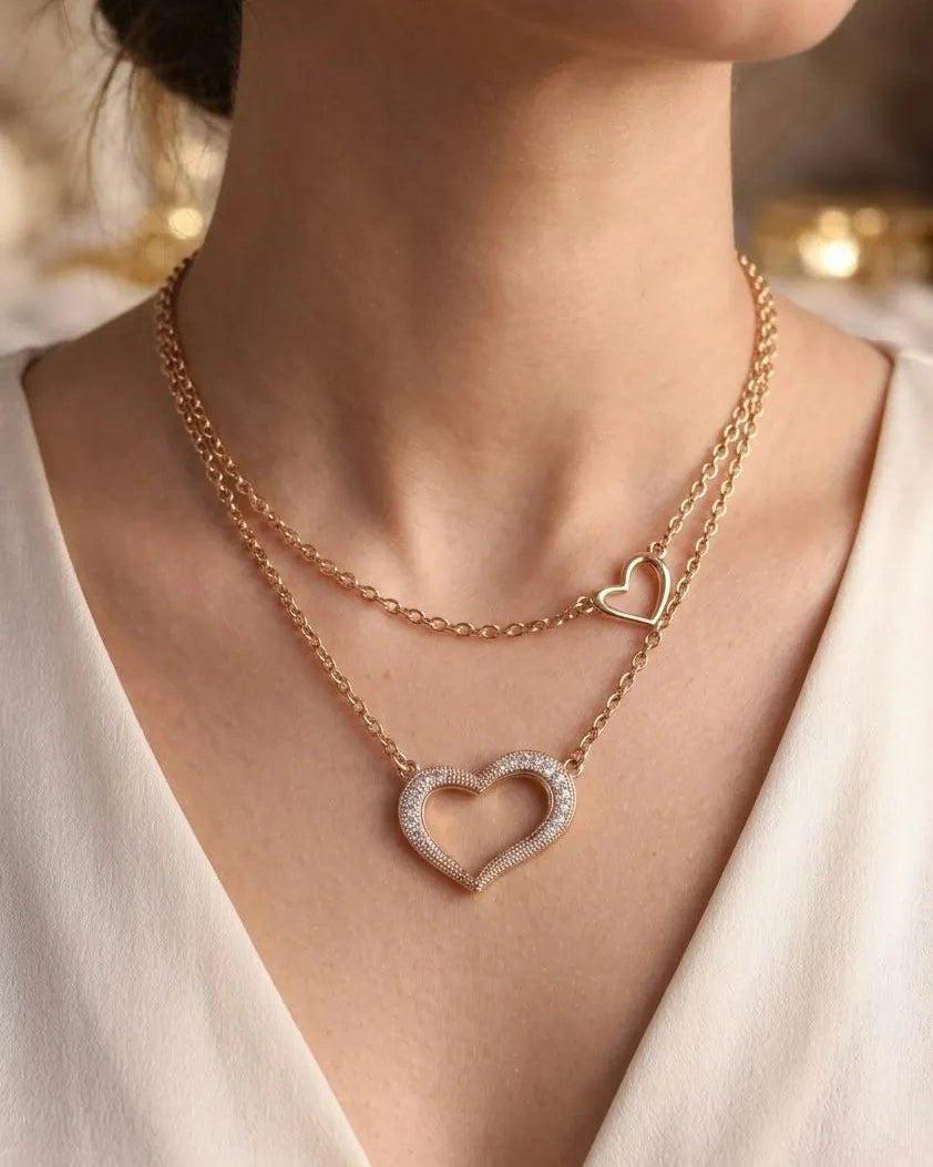 Minimal Double Layer With Stone Loe Pendant