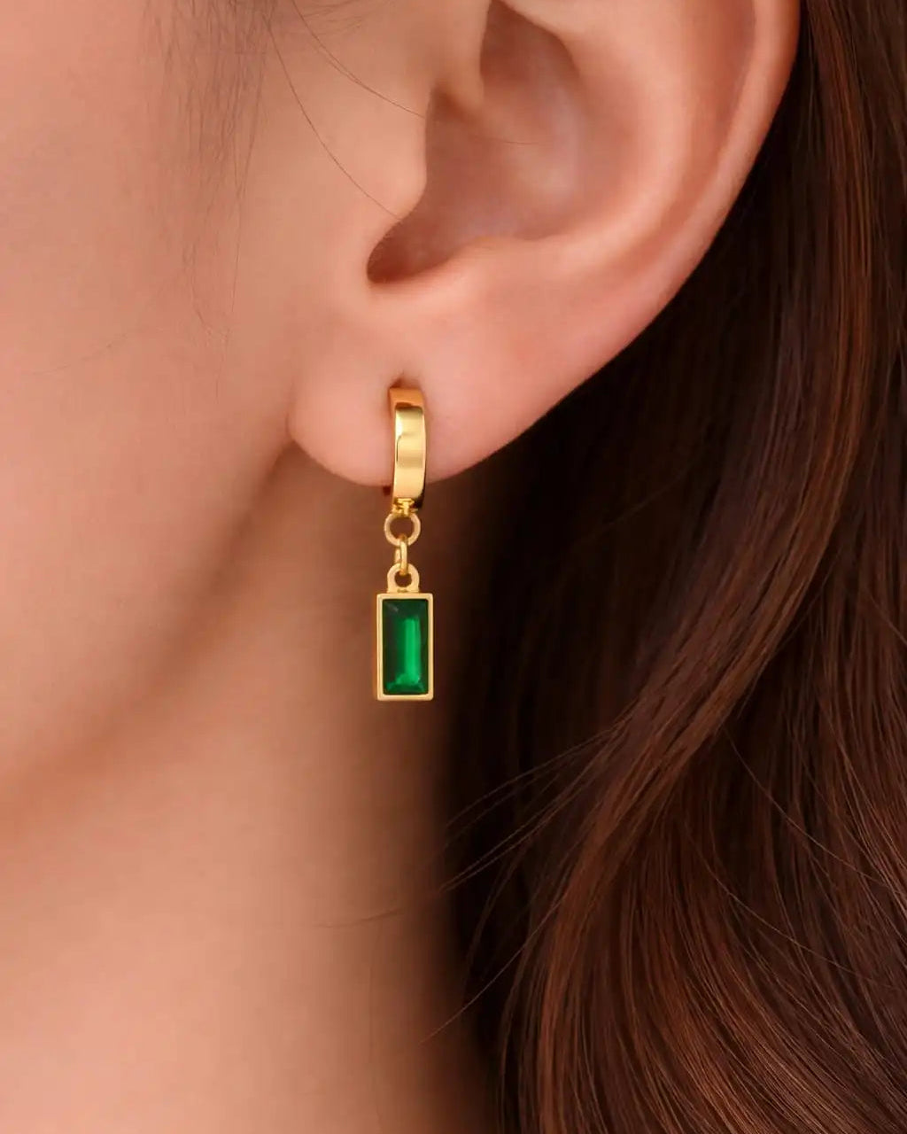Ring Type With Green Stone Hangings